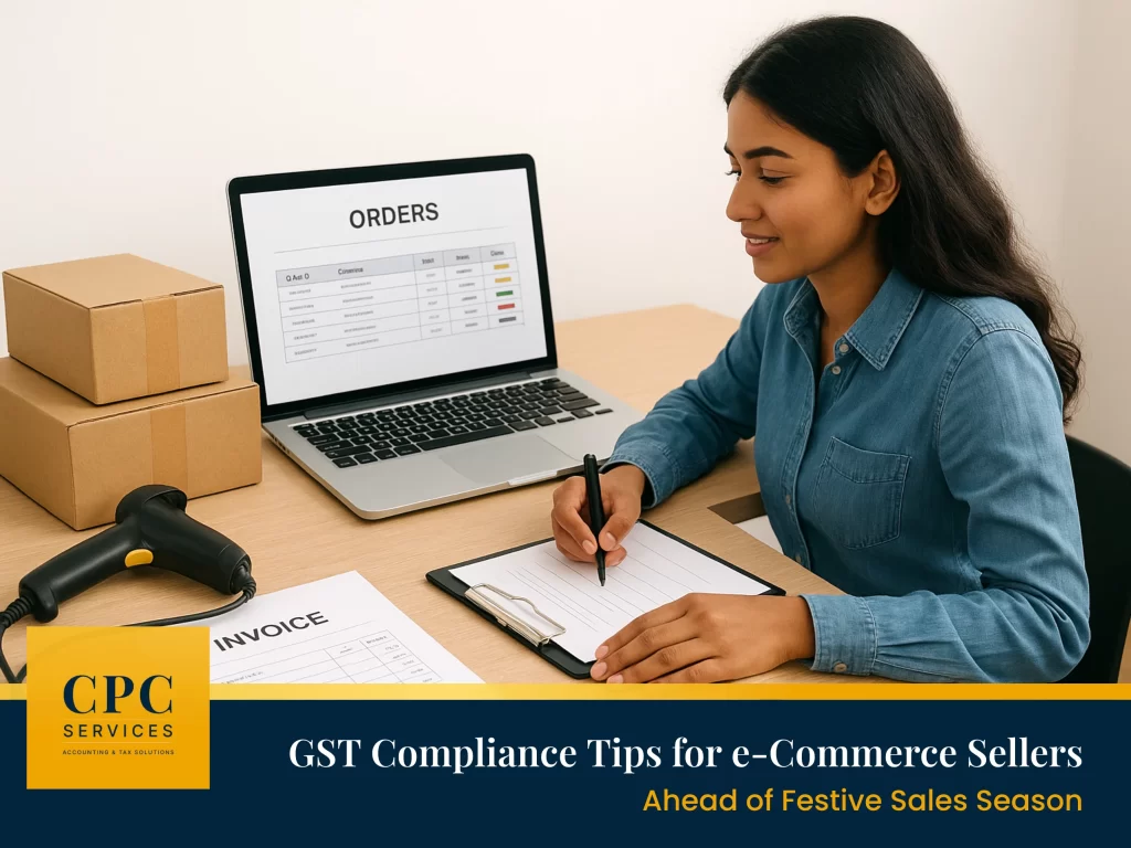 Business professional analyzing e-commerce sales dashboard for GST