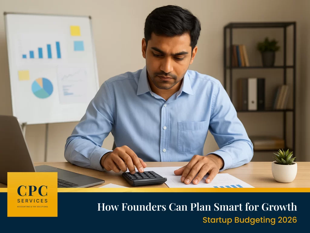 Infographic showing startup budgeting tips for 2026 growth